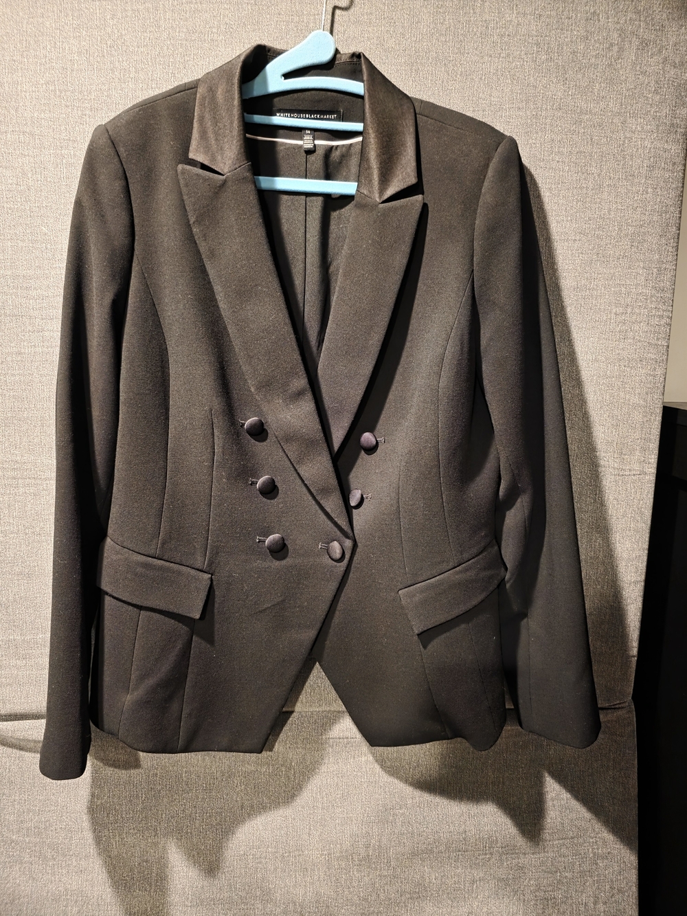 White House Black Market Blazer Jacket Black Size 14 PTP 22in Length 24 In